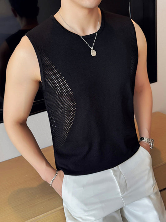 Ice Silk Hollow Knit Sleeveless Vest