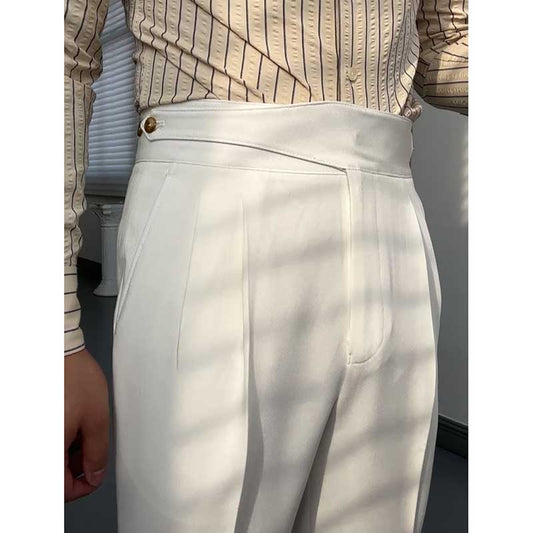 Button-style Adjustable High Waist Non-iron Trousers