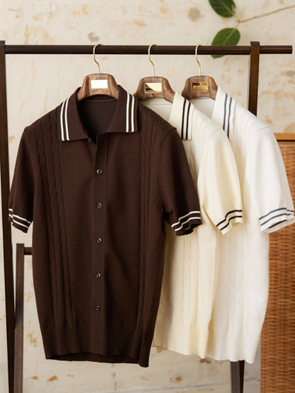 Italian Lapel Cotton Casual Knitted POLO Shirt