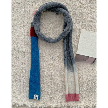 Colorblock Hand-knit Wool Scarf