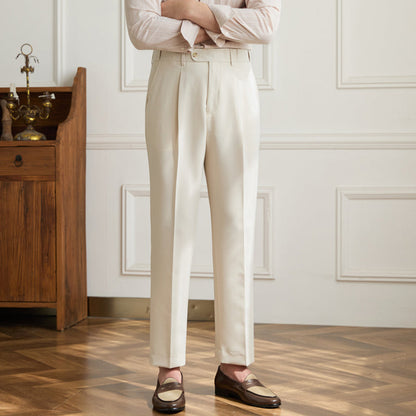 Retro Elastic Waist Non-iron Business Slim Fit Trousers