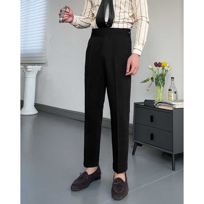 Button-style Adjustable High Waist Non-iron Trousers