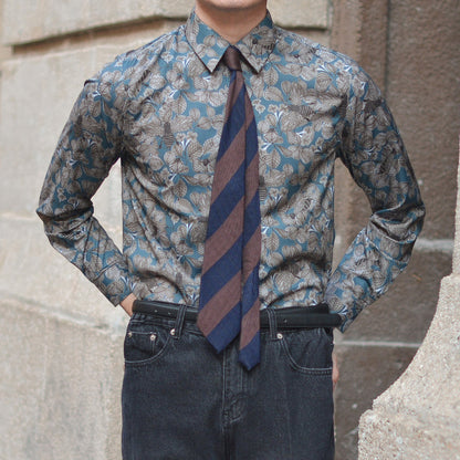 Men's Floral Square Neck Slim Fit Shirt