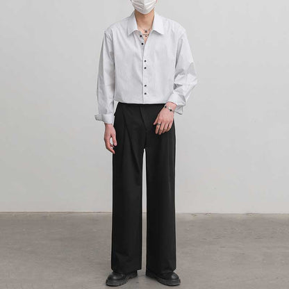 Loose Casual Lapel Pinstripe Shirt