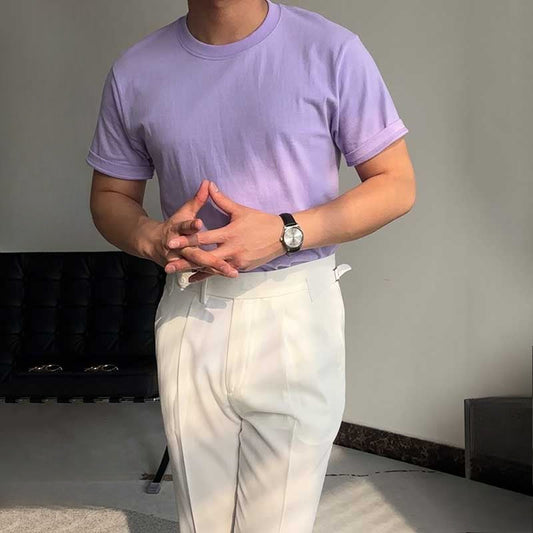 Solid Color Round Neck Seamless Short Sleeves