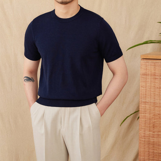 Lyocell Breathable Casual Round Neck T-shirt