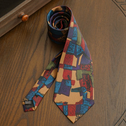 Men's Patterned Oil Painting Hand-tied Large Tie