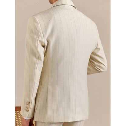 Italian Double-breasted Striped Business Casual Blazer