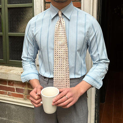 Men's Slim Fit Long Sleeve Peak Collar Business Shirt