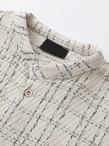 Loose Casual Striped Crew Neck Cardigan Shirt