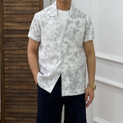 Men's Summer Printed Retro Casual Business Shirt