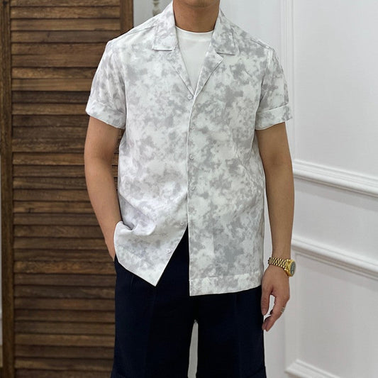 Men's Summer Printed Retro Casual Business Shirt