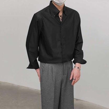 Slim Fit Solid Color Pointed Collar Shirt