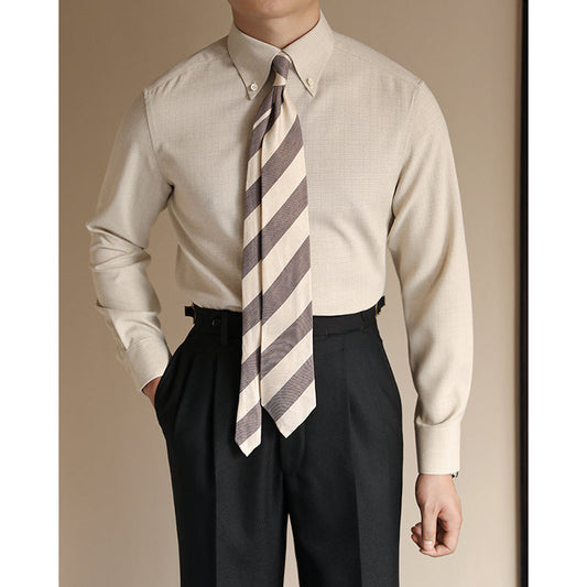 Slim-fit Peak Collar Plaid Shirt