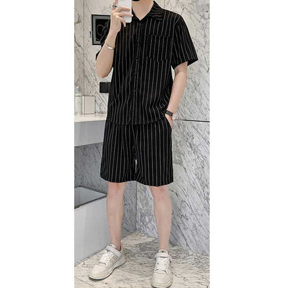 Summer Striped Shirt Casual Suit