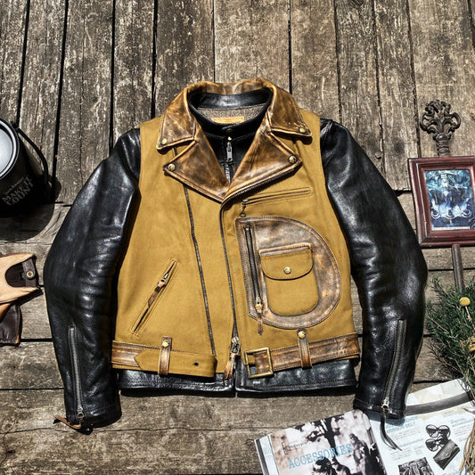 Men's Waxed Canvas Hand-rubbed Leather Vest