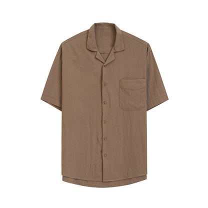 Lapel Pocket Short Sleeve Shirt
