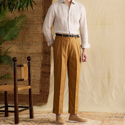 Cotton And Linen Breathable Thin High Waist Straight Pants