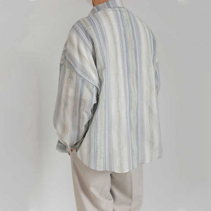 Men's Loose Striped Casual Long Sleeve Shirt