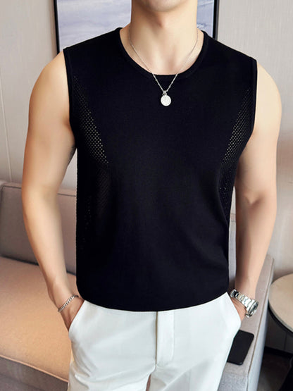 Ice Silk Hollow Knit Sleeveless Vest