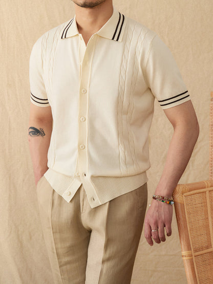 Italian Lapel Cotton Casual Knitted POLO Shirt