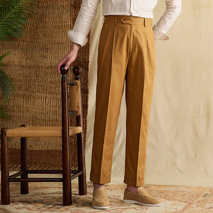Cotton And Linen Breathable Thin High Waist Straight Pants